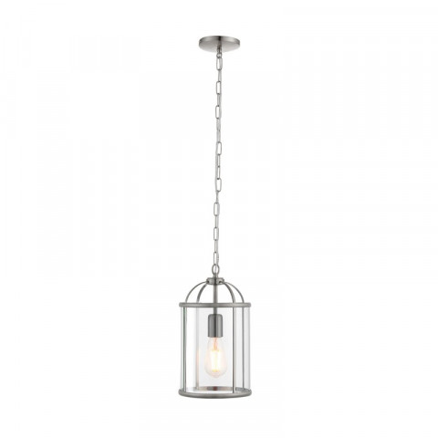 Suspension lambeth, nickel satiné et verre, 1 ampoule