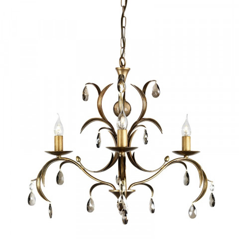 Suspension lily, bronze antique et verre, 3 ampoules