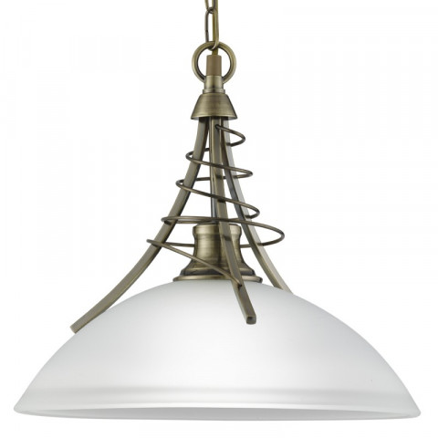 Suspension linéa, en laiton antique et verre opale