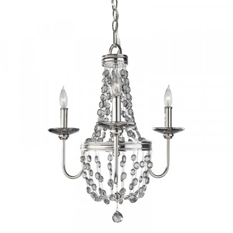 Suspension malia, nickel poli et cristal, 3 ampoules