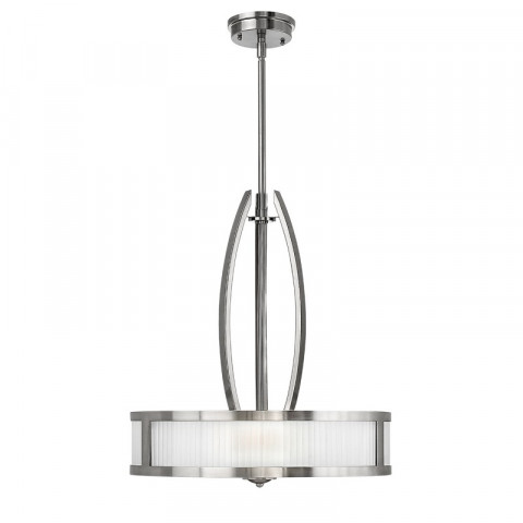 Suspension meridian max 137 cm, nickel brossé et verre, 3 ampoules