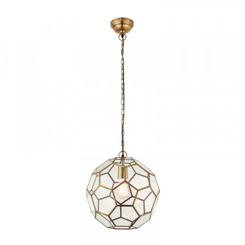 Suspension miele max 186 cm, laiton antique et verre