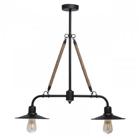 Suspension noire loft 2 ampoules 75 cm