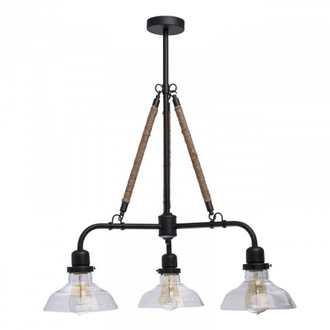 Suspension noire loft 3 ampoules 96 cm