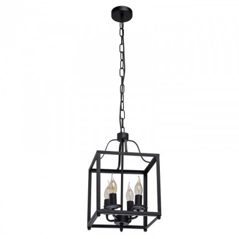 Suspension noire loft 4 ampoules 100 cm