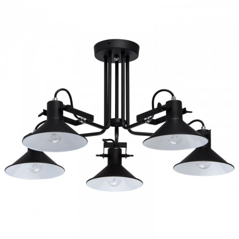Suspension noire loft 5 ampoules 35 cm