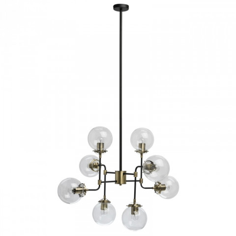 Suspension noire loft 8 ampoules 143 cm