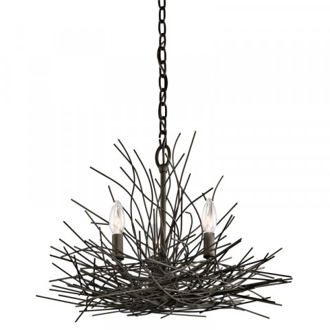 Suspension organique, bronze antique, 3 ampoules