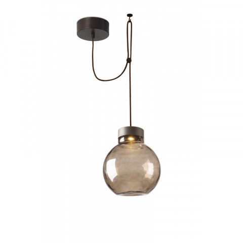 Suspension raw, acier et verre, marron