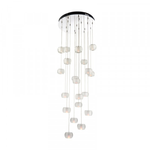 Suspension seymour, chrome et cristal, 20 ampoules