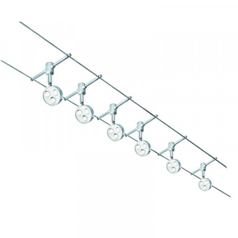 Suspension sur câble, 6 led, chrome