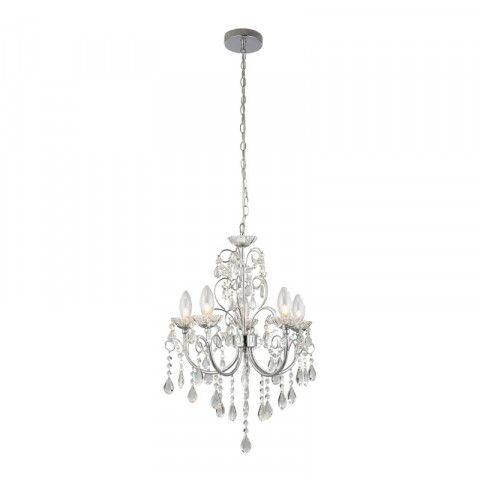 Suspension tabitha, chrome et cristal, 5 ampoules