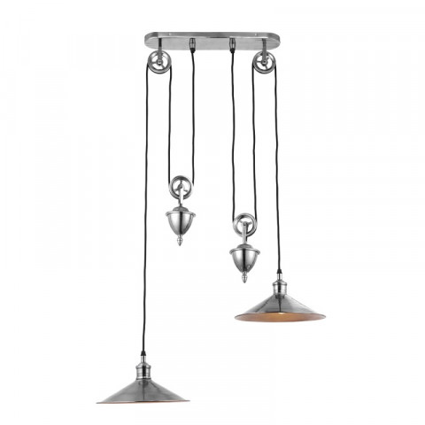 Suspension victoria, argent ancien, 2 ampoules