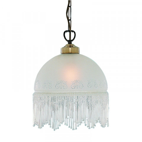 Suspension victoriana, en laiton antique et verre acide