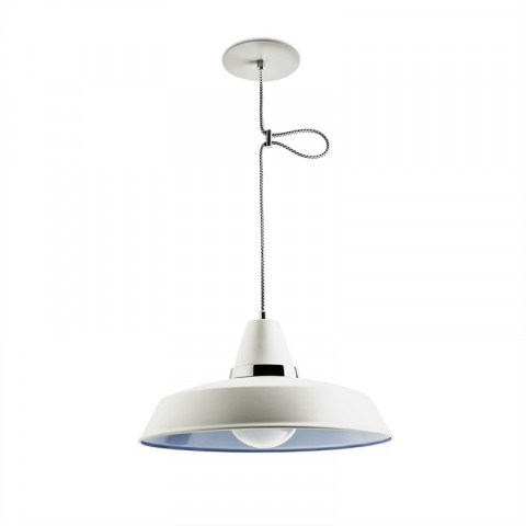 Suspension vintage, acier, blanc anien et chrome