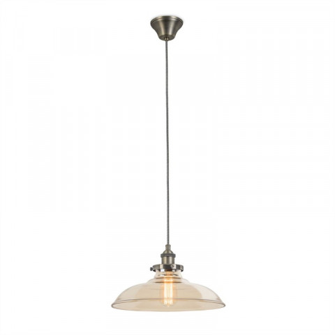 Suspension vintage, acier et verre, ambré