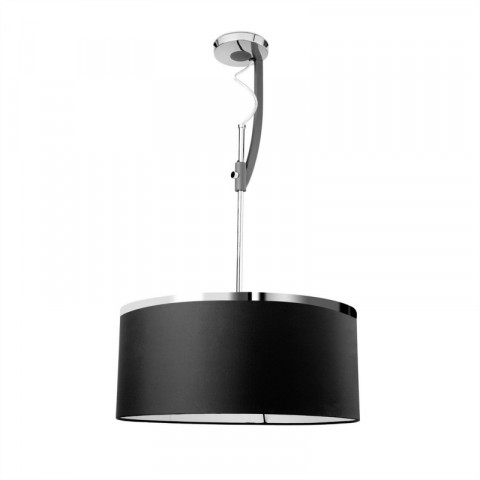 Suspension virginia, chrome, abat-jour coton noir