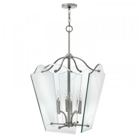 Suspension wingate, nickel antique et verre, grande