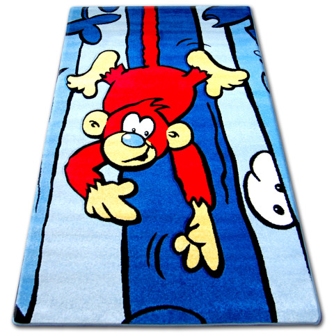 Tapis enfant joyeux c176 bleu singe - Dimension au choix