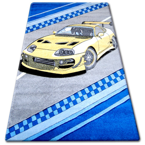 Tapis enfant joyeux c222 gris voiture - Dimension au choix