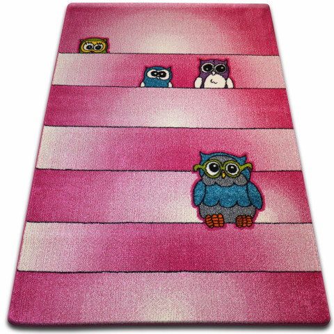 Tapis kids hiboux rose c412 - Dimension au choix