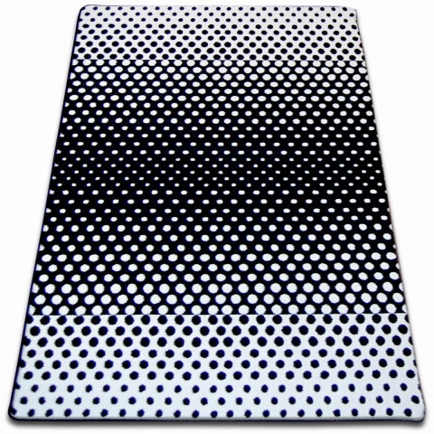 Tapis sketch - f762 crème et blanc - pois - Dimension au choix