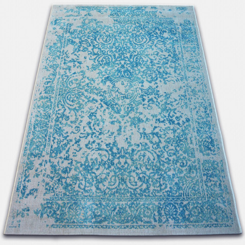 Tapis vintage 22208/054 turquois / crème rosette classique - Dimension au choix