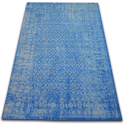 Tapis vintage fleurs 22209/543 bleu - Dimension au choix