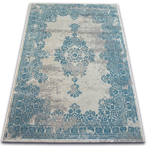 Tapis vintage rosette 22206/064 turquois / gris - Dimension au choix