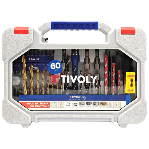 60 pièces Mallette RANGER Pour le perçage multi-matériaux et le vissage - TIVOLY - 11901170060