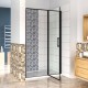Porte de douche pivotante noir mat en verre anticalcaire installation en niche - Dimensions au choix 
