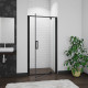 Porte de douche pivotante à 180° - verre trempé clair ep.6mm - en aluminium - noir mat - Hauteur 185 cm - Largeur au choix   