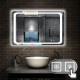 Miroir de salle de bain réversible avec éclairage led intégré et anti-buée commande par effleurement double interrupteur réversible - Dimensions au choix 