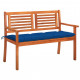 Banc de jardin 2 places avec coussin 120 cm bois d'eucalyptus - Couleur du coussin au choix Bleu-royal