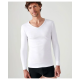 Tee-shirt DAMART Col V - Manches longues - Blanc - T.S - 12302 