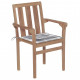 Chaises de jardin bois de teck avec coussins - Couleur des coussins et nombre de chaises au choix Carreaux-gris