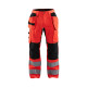 Pantalon artisan haute-visibilité stretch avec poches flottantes 15521811 - Couleur et taille au choix Rouge fluo-Noir