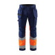 Pantalon artisan haute-visibilité stretch à poches flottantes et genoux préformés 15581811 - Couleur et taille au choix Marine-Orange fluo