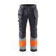 Pantalon artisan haute-visibilité stretch à poches flottantes et genoux préformés 15581811 - Couleur et taille au choix Gris moyen-Orange fluo