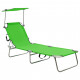 Chaise longue pliable avec auvent acier - Couleur au choix Vert-pomme