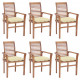 Chaises à dîner avec coussins anthracite teck solide - Couleur des coussins et nombre de chaises au choix 