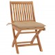 Chaises pliables de jardin avec coussins teck solide - Couleur des coussins et nombre de chaises au choix Beige