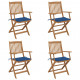 Chaises pliables de jardin avec coussins bois d'acacia - Couleur des coussins et nombre de chaises au choix Bleu-royal
