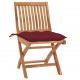 Chaises pliables de jardin avec coussins teck solide - Couleur des coussins et nombre de chaises au choix Rouge-bordeaux