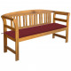 Banc de jardin avec coussin 157 cm bois d'acacia massif - Couleur du coussin au choix Rouge-bordeaux