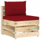 Canapé central sectionnel avec coussins bois imprégné de vert - Couleur des coussins au choix Rouge-bordeaux
