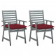 Chaises à dîner d'extérieur 2 pcs avec coussins acacia massif - Couleur des coussins au choix Rouge