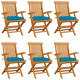 Chaises de jardin avec coussins 6 pcs bois de teck massif - Couleur des coussins au choix Bleu-clair