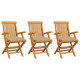 Chaises de jardin avec coussins 3 pcs bois de teck - Couleur des coussins au choix Beige