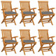 Chaises de jardin avec coussins 6 pcs bois de teck massif - Couleur des coussins au choix Gris